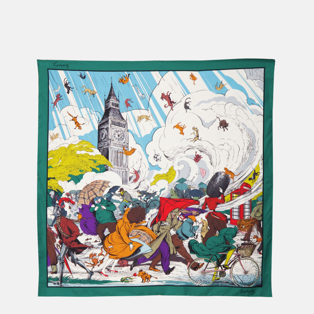 Écharpes, foulards et gants Foulard Raining Cats & Dogs Burberry Vert Unisexe