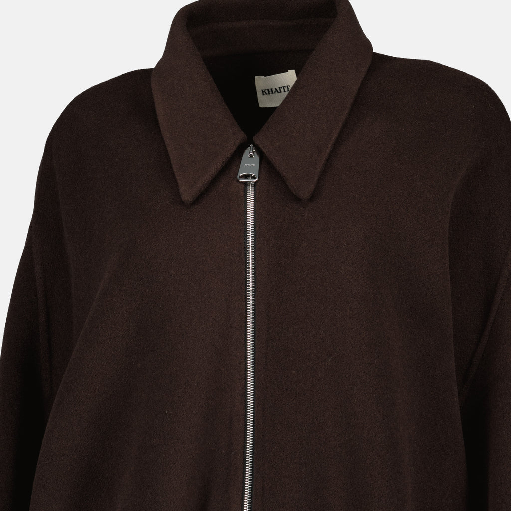 Image de l'article Veste Odin en laine marron de la marque Khaite pour Femme - Saison Automne-Hiver 2025 - Vue détaillée_1