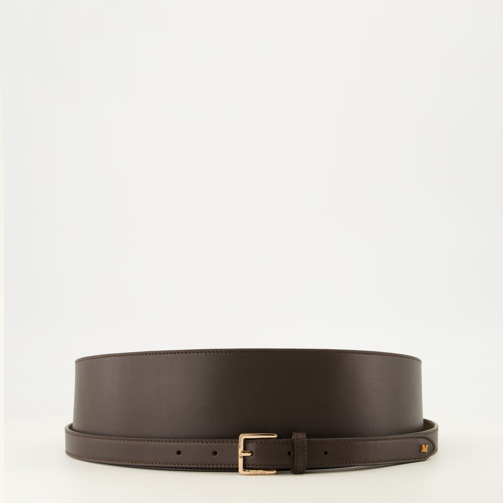 Ceintures Cinturón de Cuero Marrón Max Mara Marron Femme
