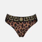 ビーチウェア レオパードビキニボトム Versace 茶色 Femme