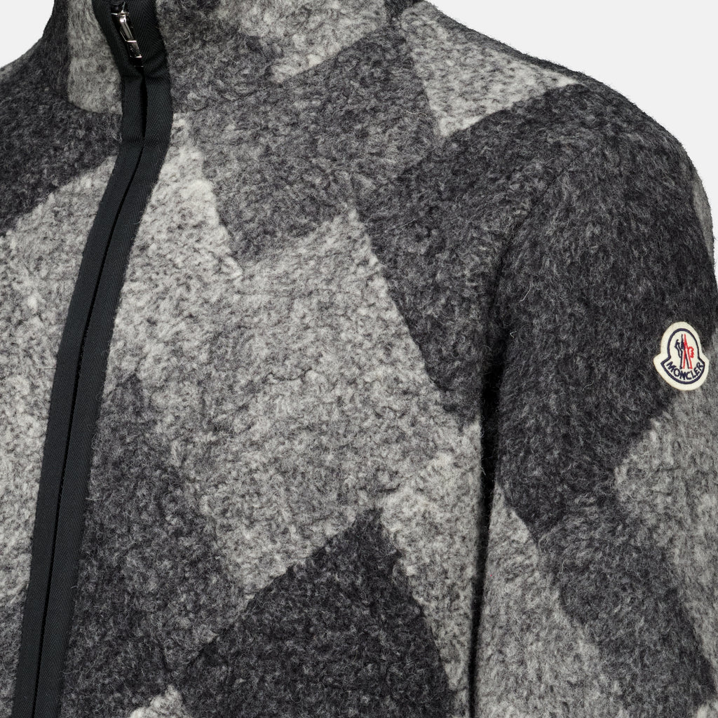 Vestes 지퍼 패턴 울 가디건 Moncler Gris Homme