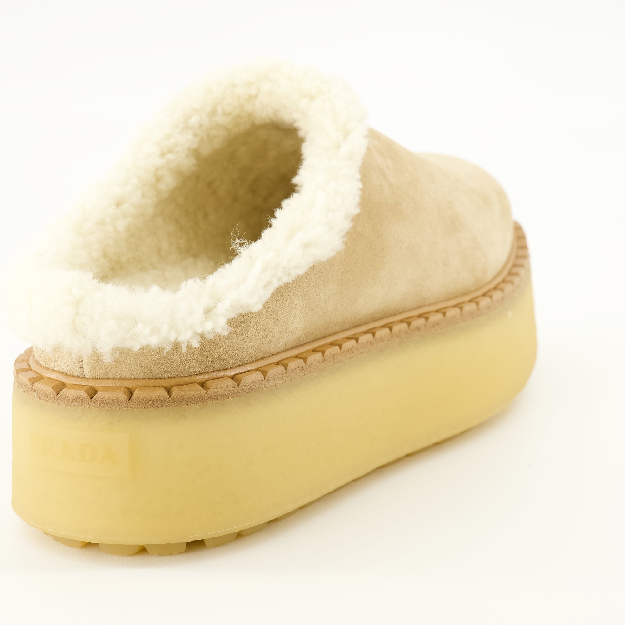Chaussures ouvertes Mules de Camurça Bege Prada Beige Femme