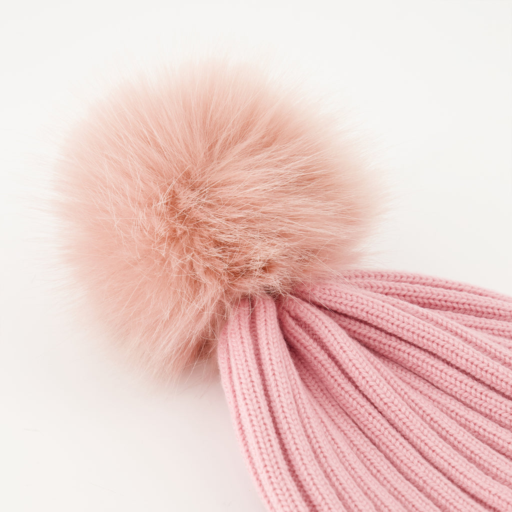 Image of the Moncler Women's Wool Beanie with Pom Pom - Autumn-Winter 2025 Season - Detailed View_3