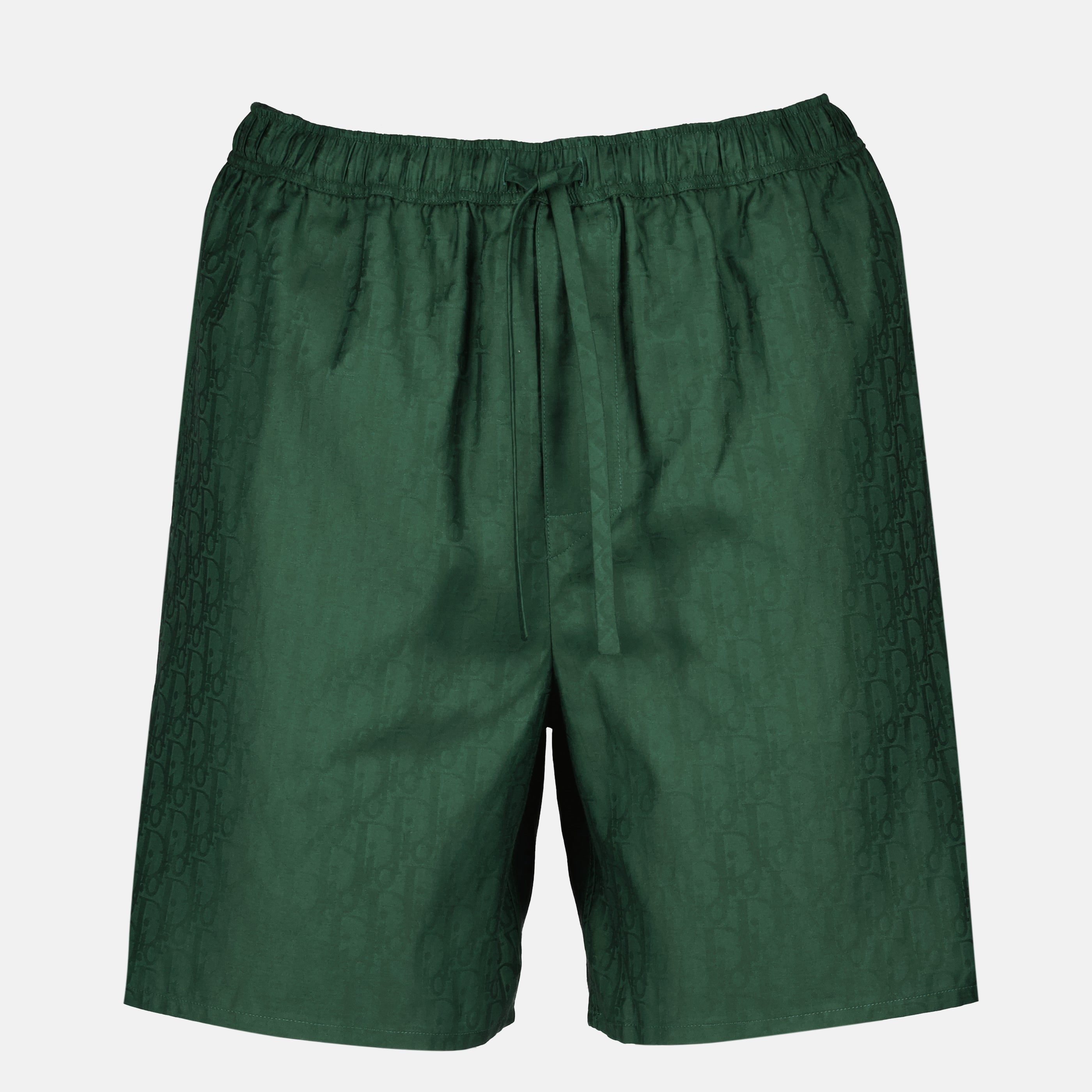 Image of the Dior Oblique green silk shorts for Men - Spring-Summer 2026 - Front View