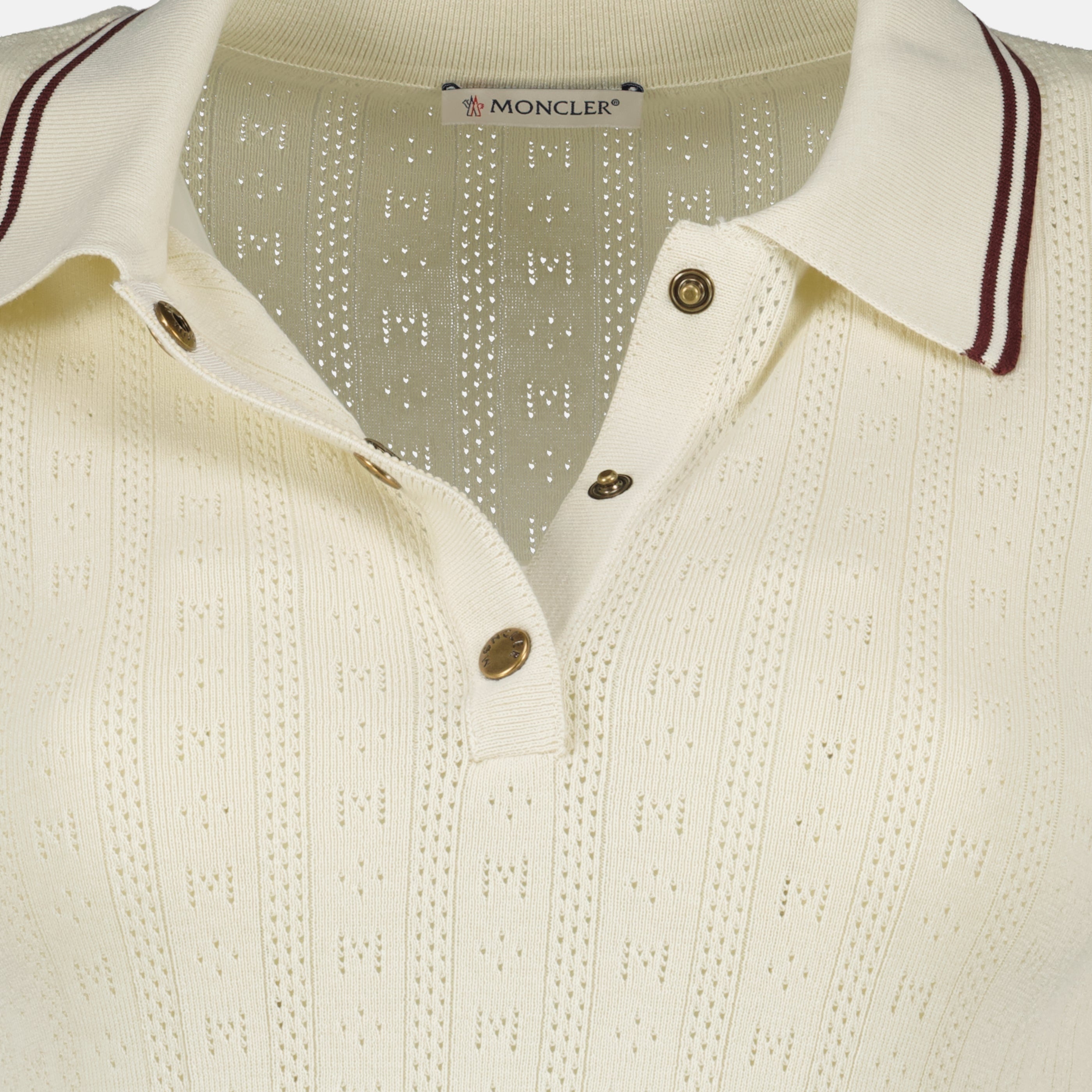 Polos Polo en coton à motif beige Moncler Blanc Femme