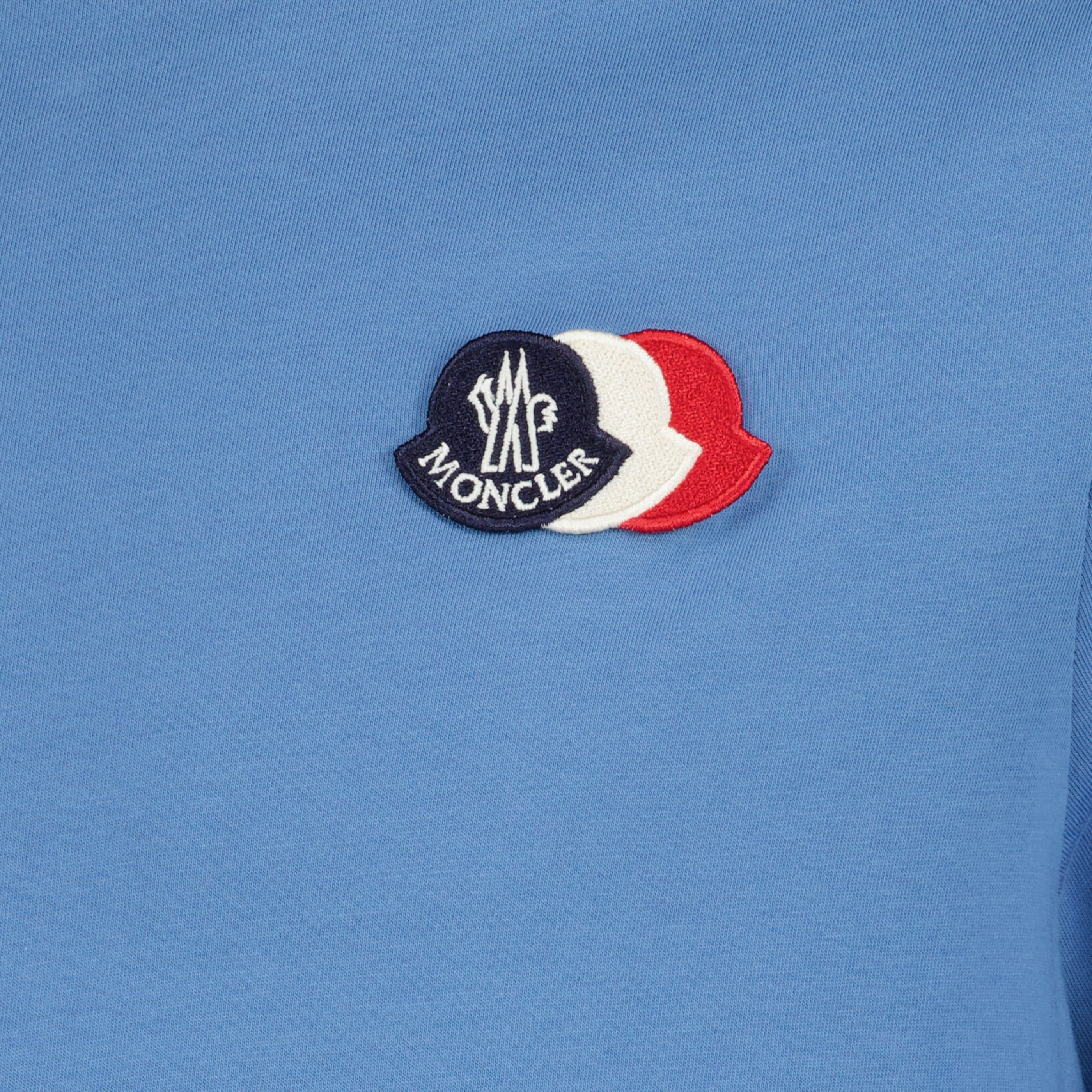 T-shirts T-shirt de Algodão com Logótipo Tricolor Azul Moncler Bleu Homme