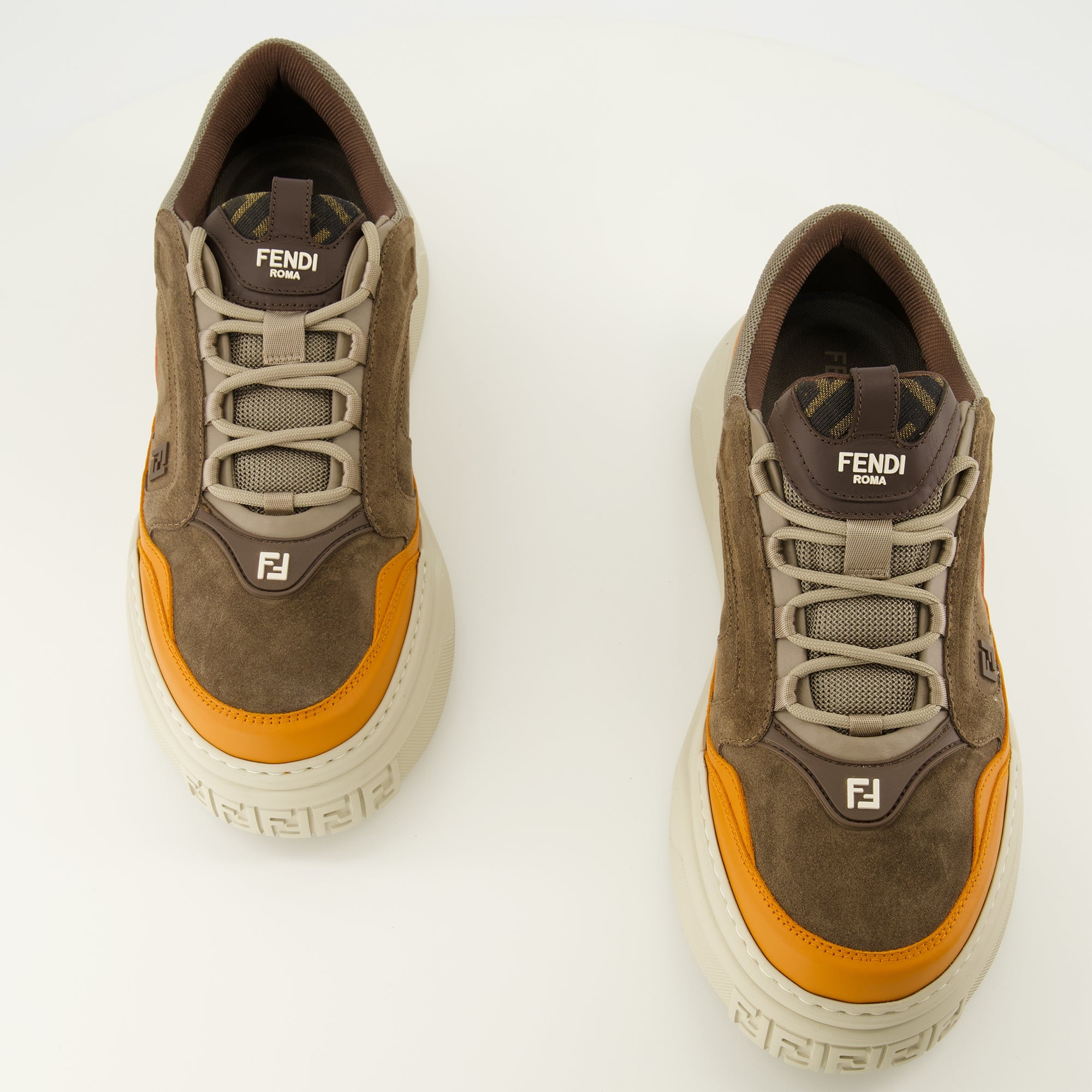 Baskets 펜디 포스 브라운 스니커즈 Fendi Marron Homme