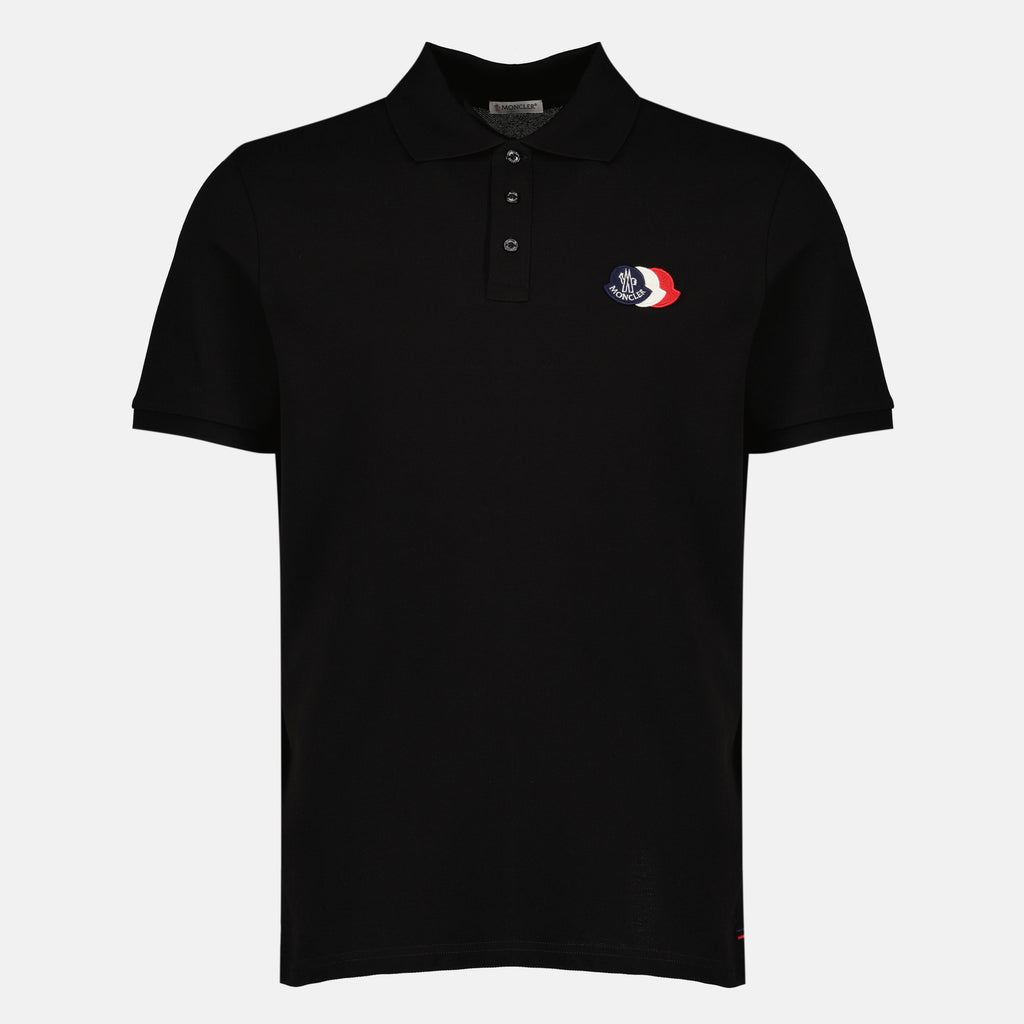 Polos Polo de Piqué de Algodón Negro Moncler Noir Homme