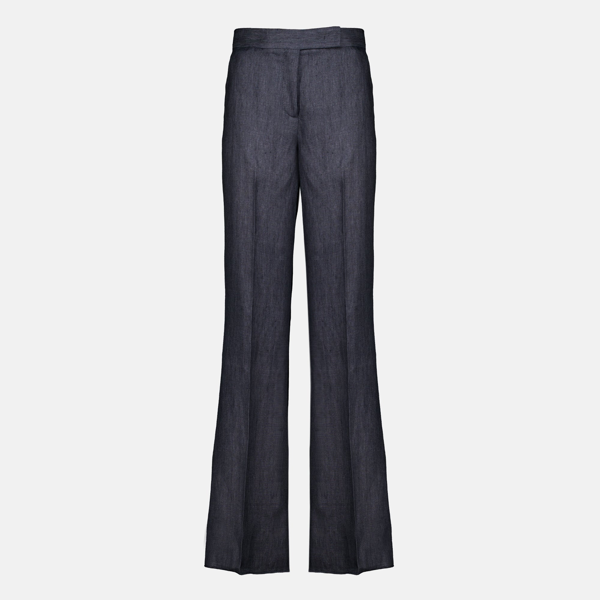Pantalons Calças Largas de Linho Chevron Cinza Max Mara Gris Femme