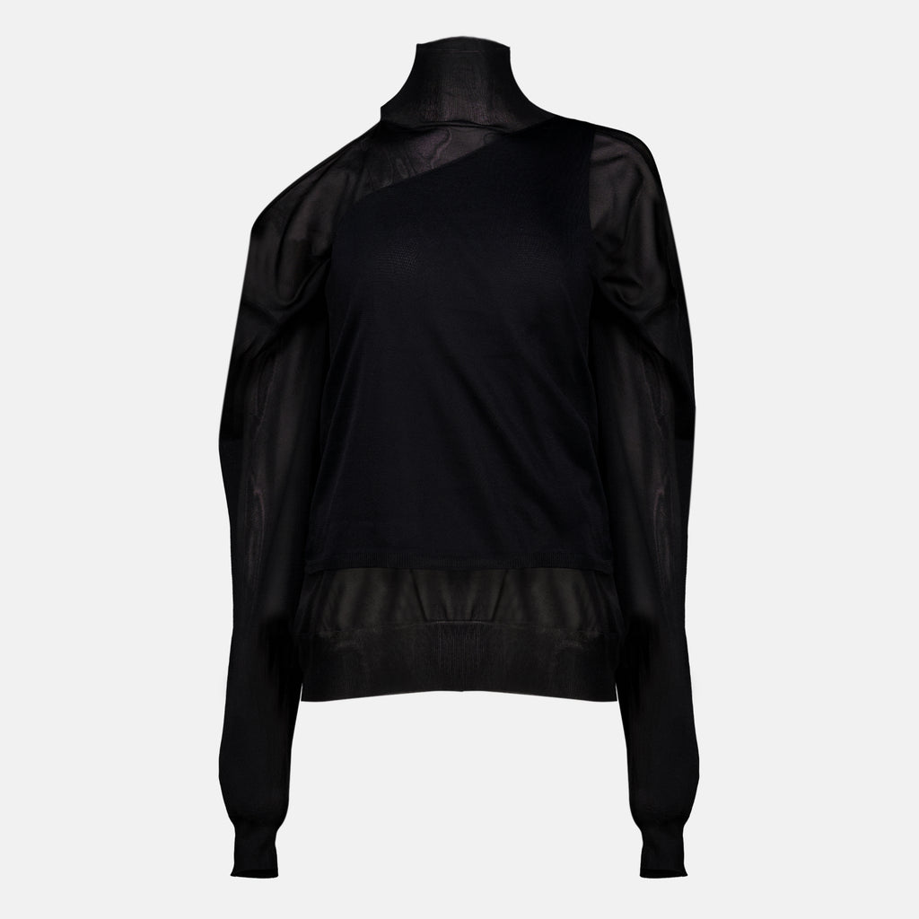 Maille Haut en organza de soie noire Fendi Noir Femme