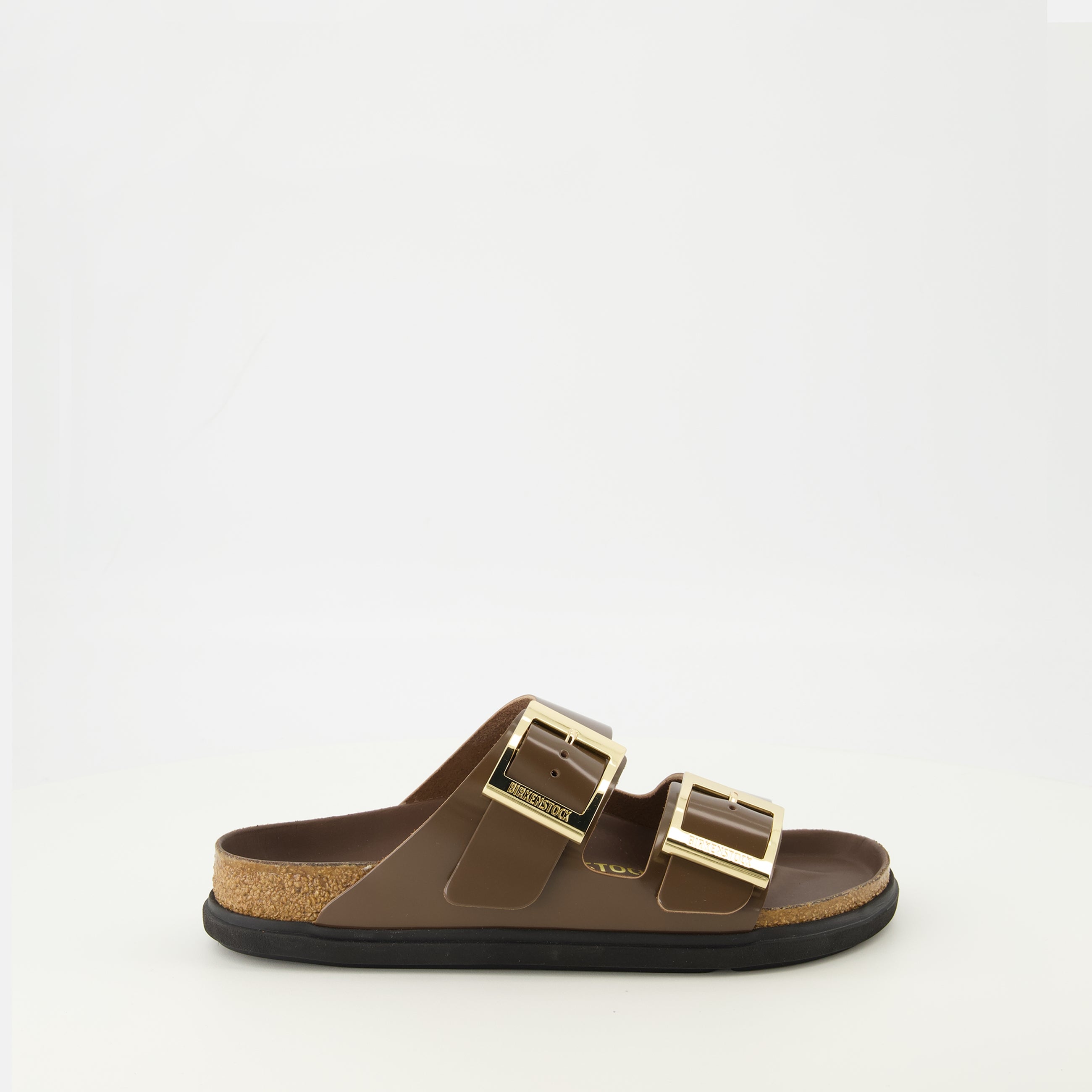 Image of the Arizona Droplet Buckle brown sandals from the brand Birkenstock for Women - Spring-Summer 2026 - Right side view
