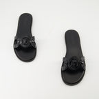 Offene schuhe Medusa '95 Lederschlappen Versace Schwarz Femme