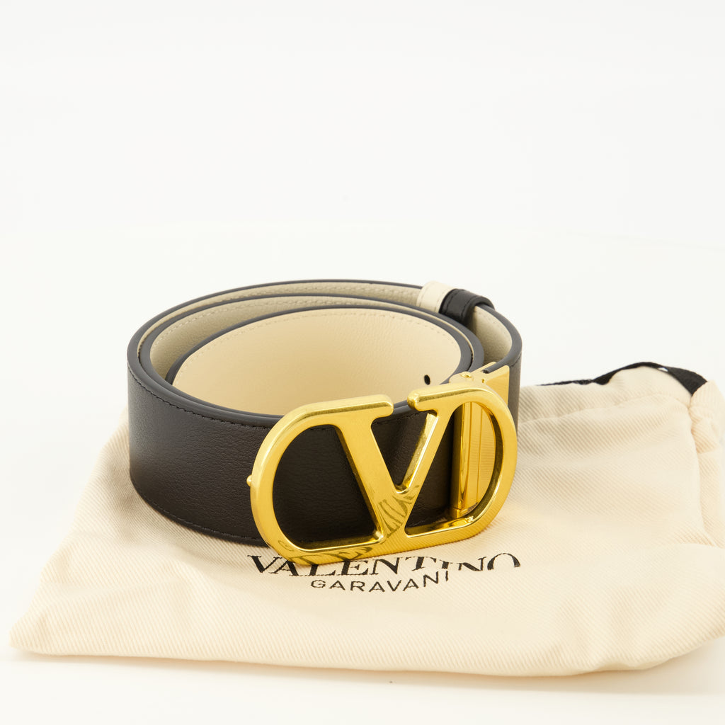 Ceintures 리버서블 VLogo 벨트 화이트 및 블랙 40mm Valentino Garavani Blanc Femme
