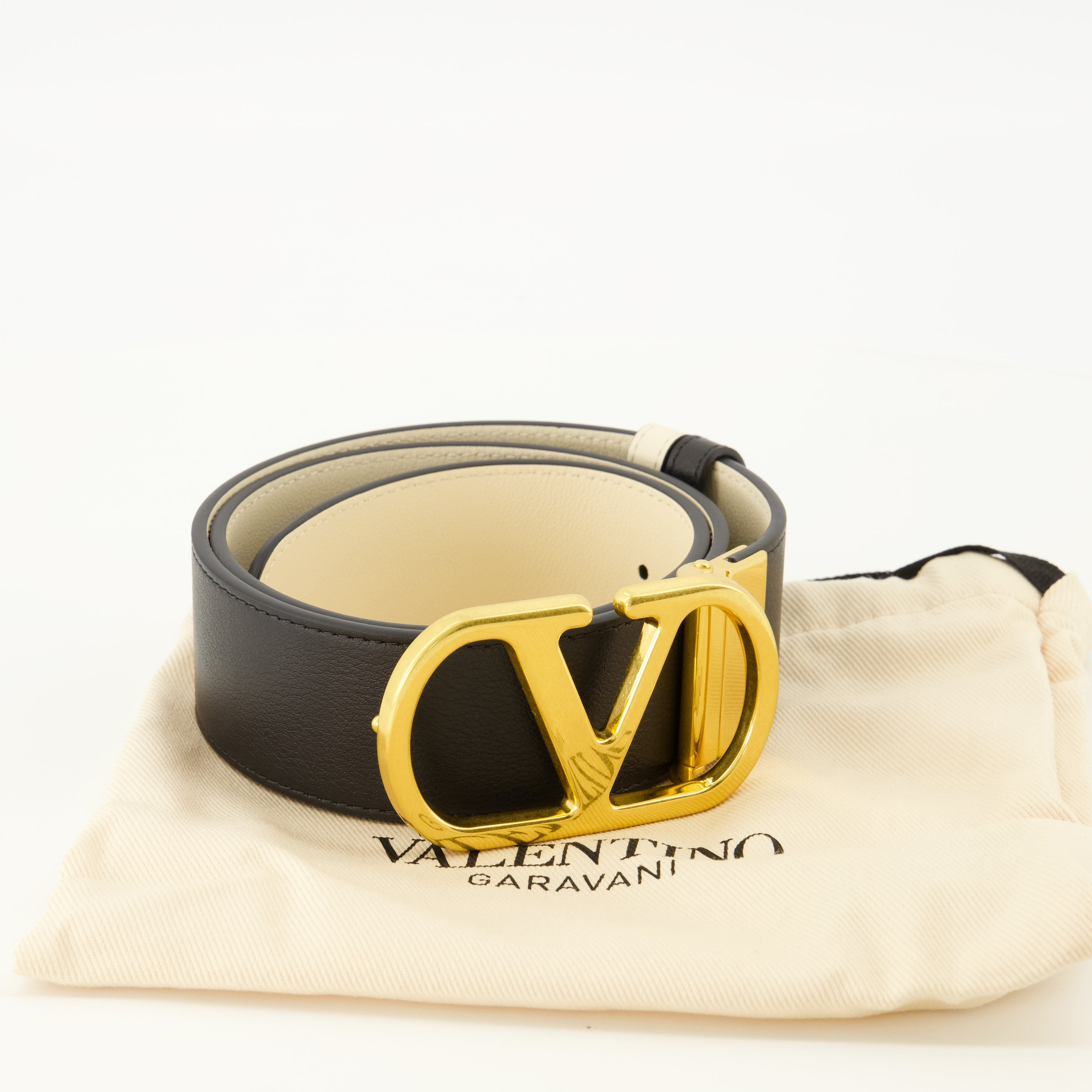Ceintures 리버서블 VLogo 벨트 화이트 및 블랙 40mm Valentino Garavani Blanc Femme