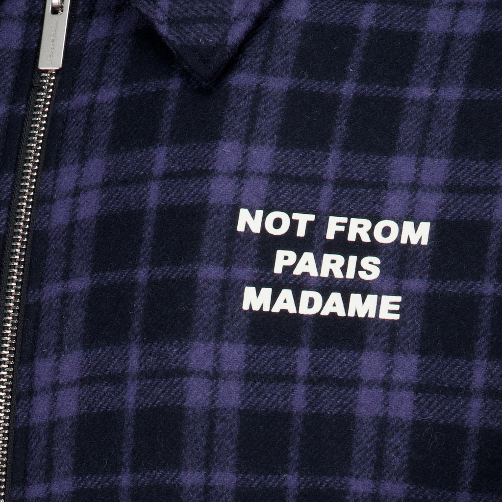 Vestes Navy Blue Checked Flannel Slogan Jacket Drole De Monsieur Bleu foncé Homme