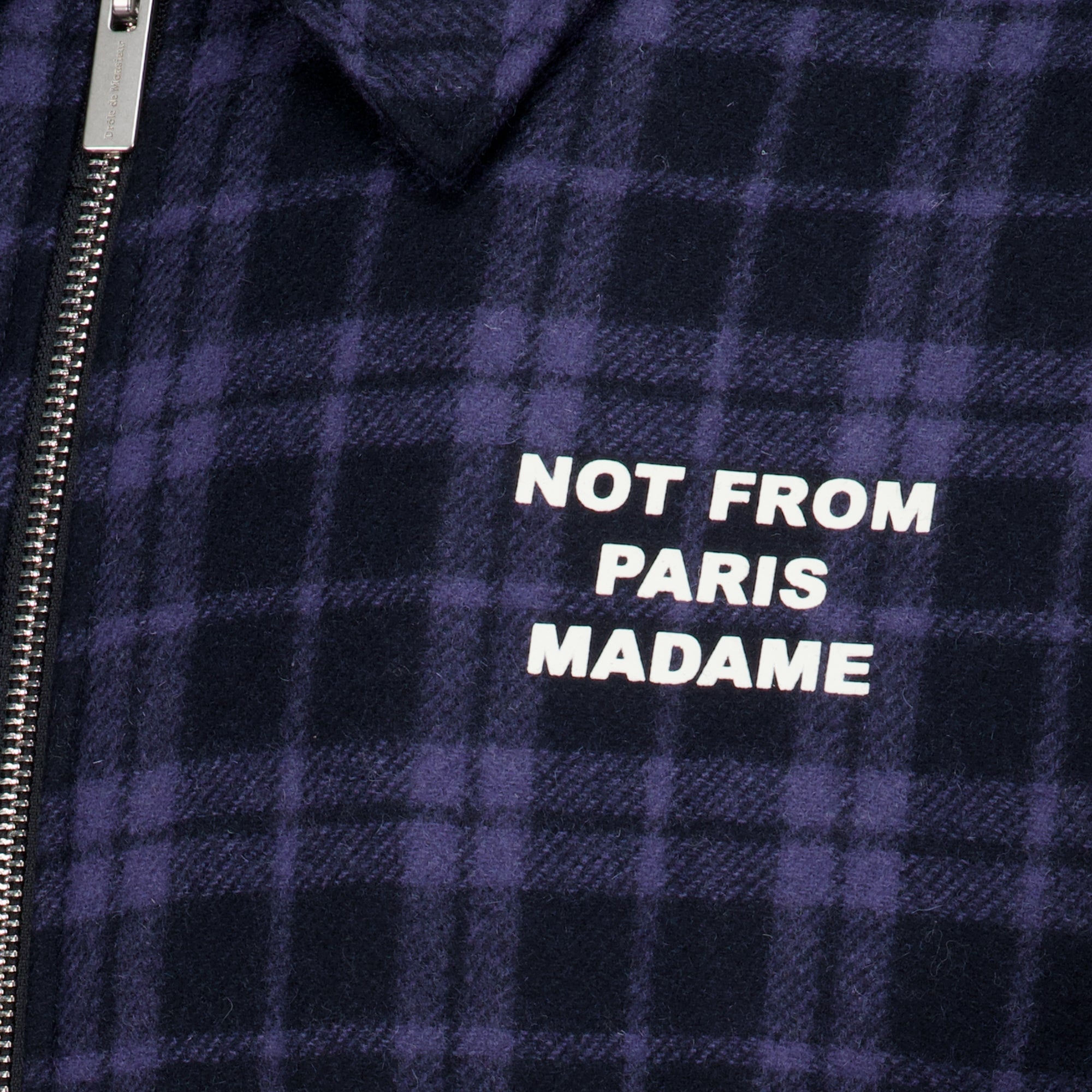 Vestes Navy Blue Checked Flannel Slogan Jacket Drole De Monsieur Bleu foncé Homme