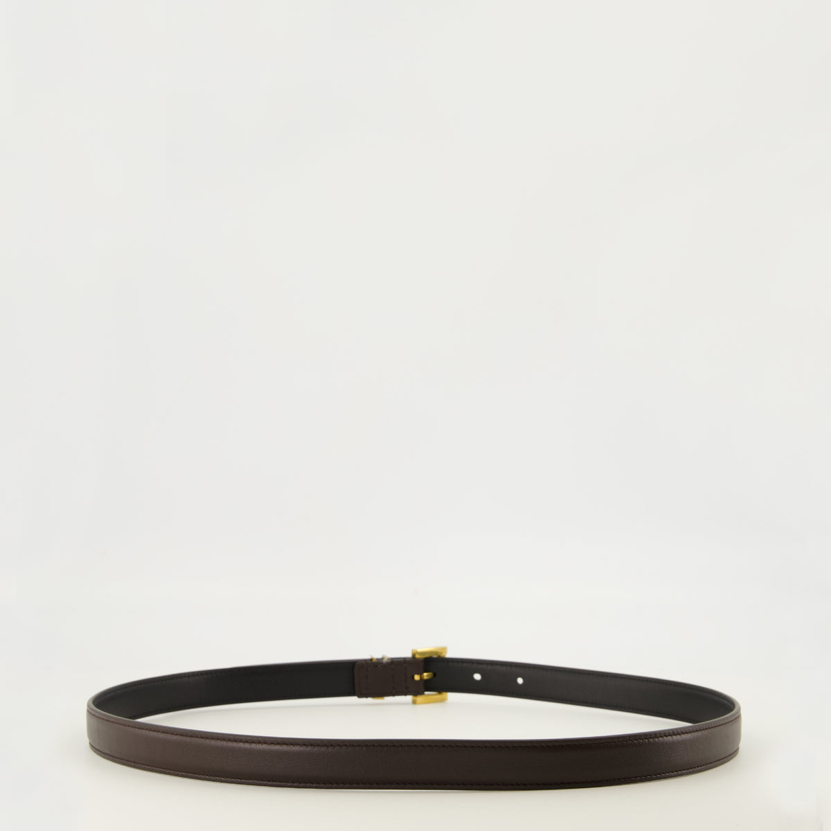 Ceintures Cassandre Fine Leather Belt in Brown Saint Laurent Marron Femme