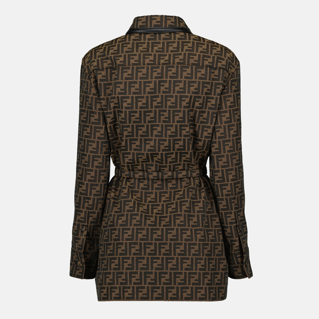 Imagen de la chaqueta de lona FF marrón de Fendi para Mujer - Temporada Primavera-Verano 2026 - Vista Trasera