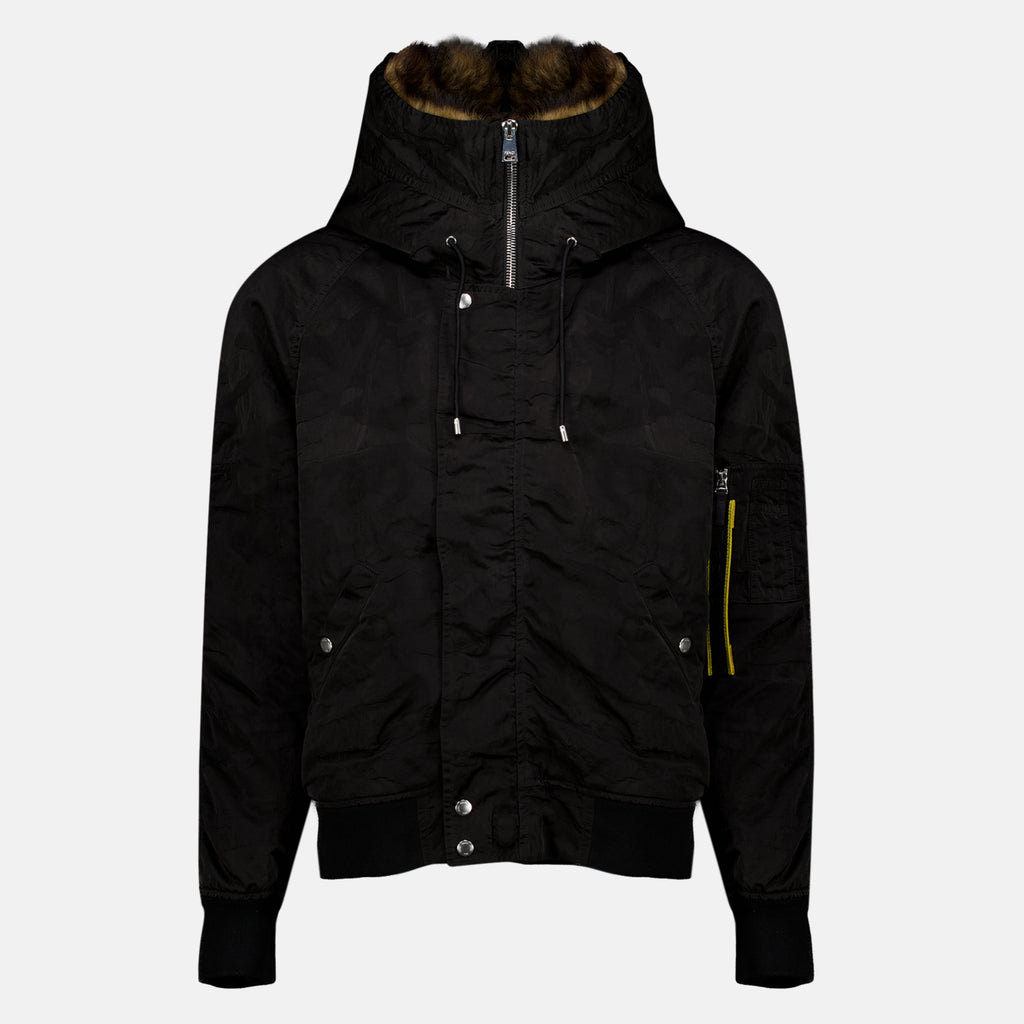 Manteaux Schwarze Nylon-Bomberjacke Fendi Noir Homme