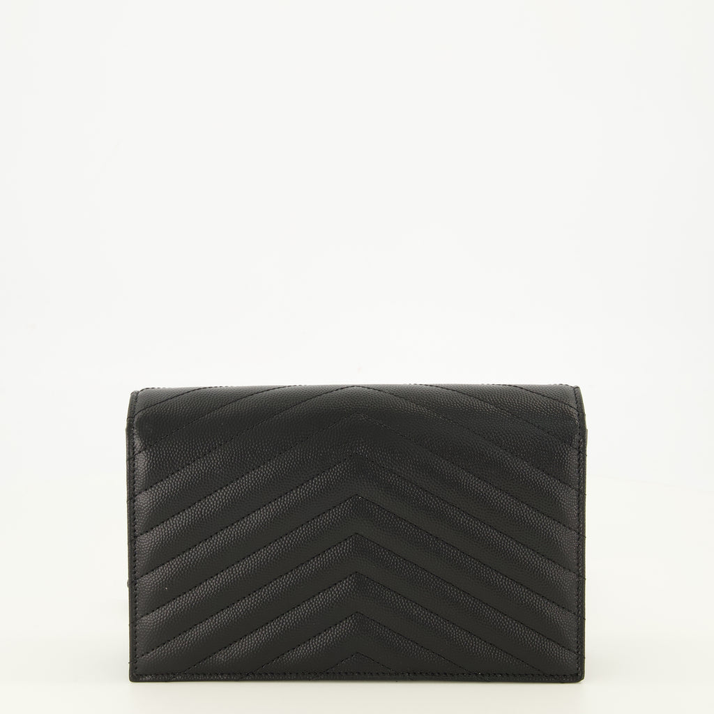 Sacs à main et épaule Cassandre Envelope Chain Wallet noir Saint Laurent Noir Femme