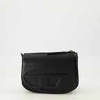Image of the 1DR bag in black leather and denim by Diesel for Unisex - Spring-Summer 2026 - Front View