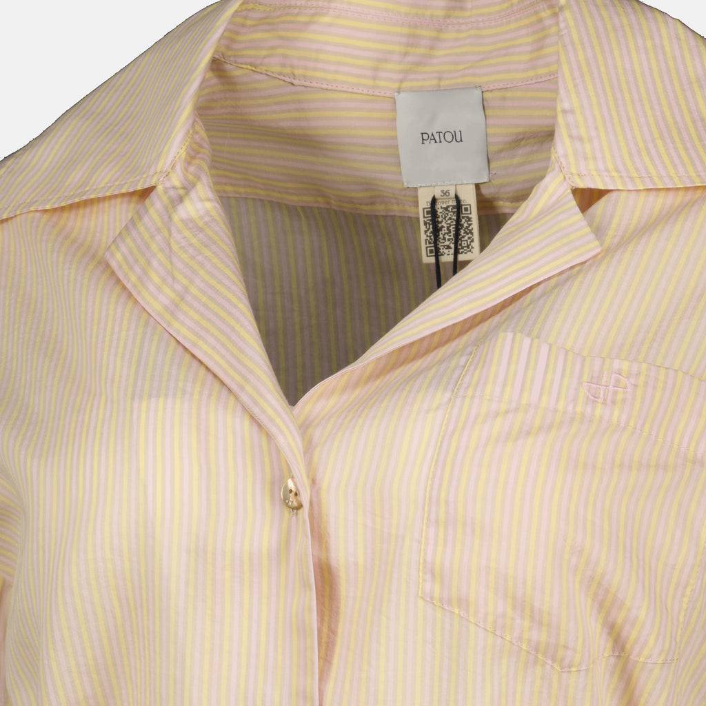 Chemises Camisa Beige de Seda con Corbata Patou Rose Femme