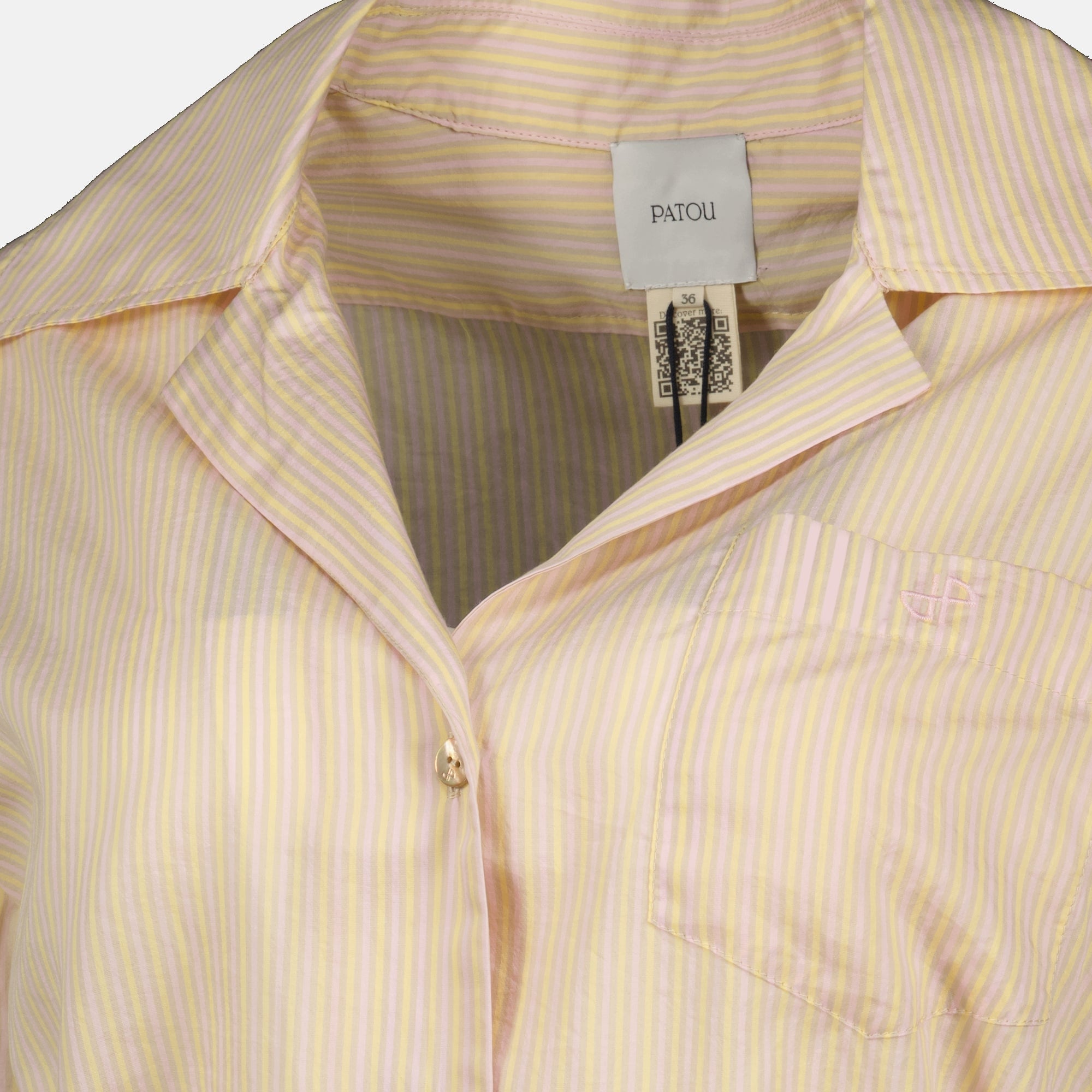 Chemises Camisa Beige de Seda con Corbata Patou Rose Femme