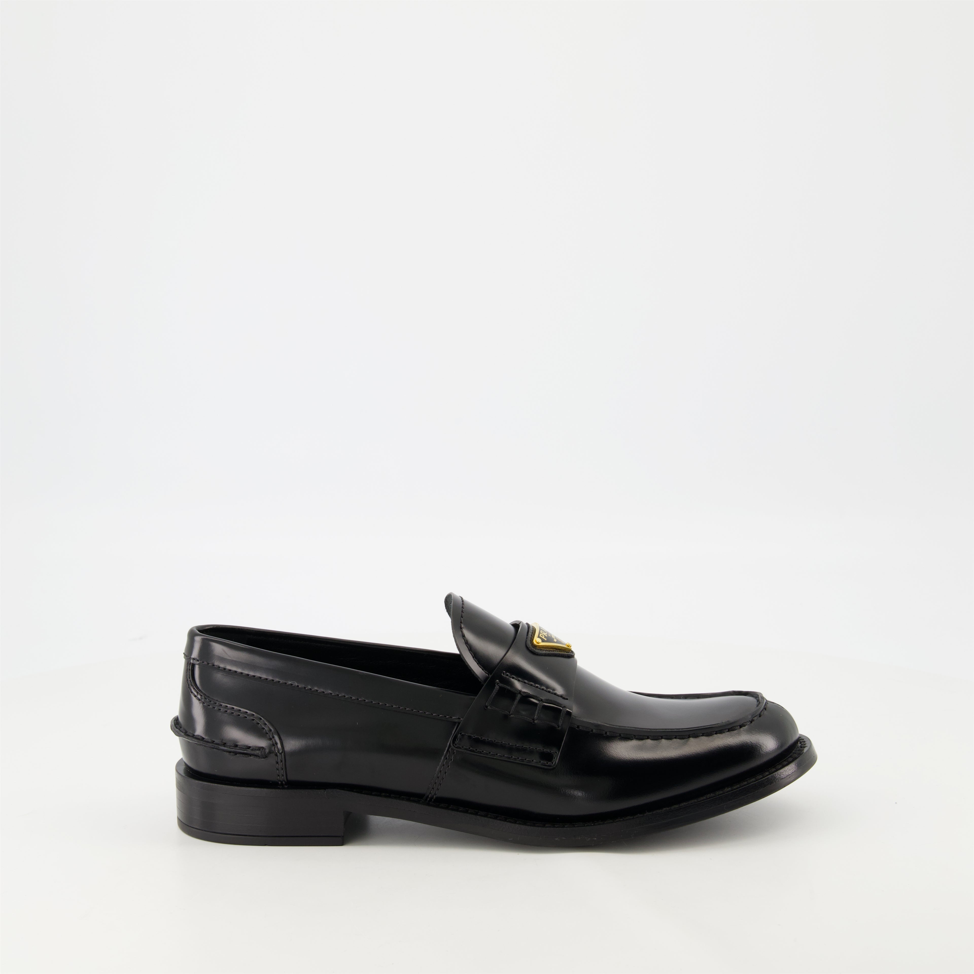 Loafers Black Leather Loafers Prada Black Femme