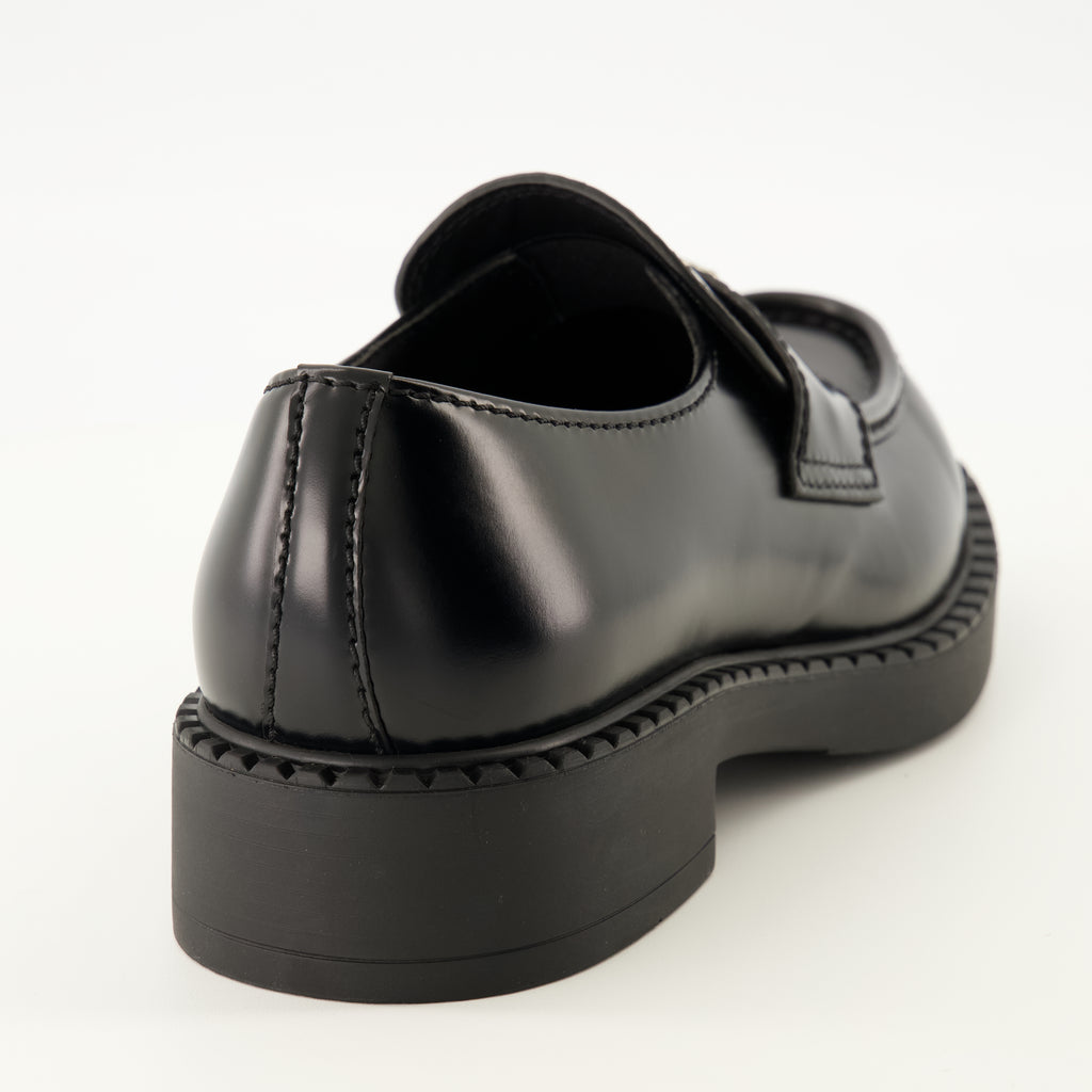 Mocassins Mocasines de Cuero Brushed Negro Prada Noir Homme