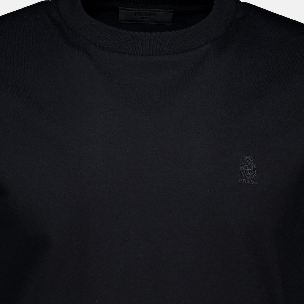 T-shirts T-shirt Preta Bordada Prada Noir Homme