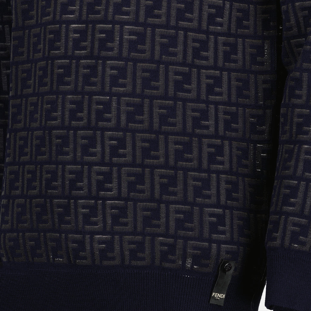Knitwear Pull en laine FF Fendi Blue Homme