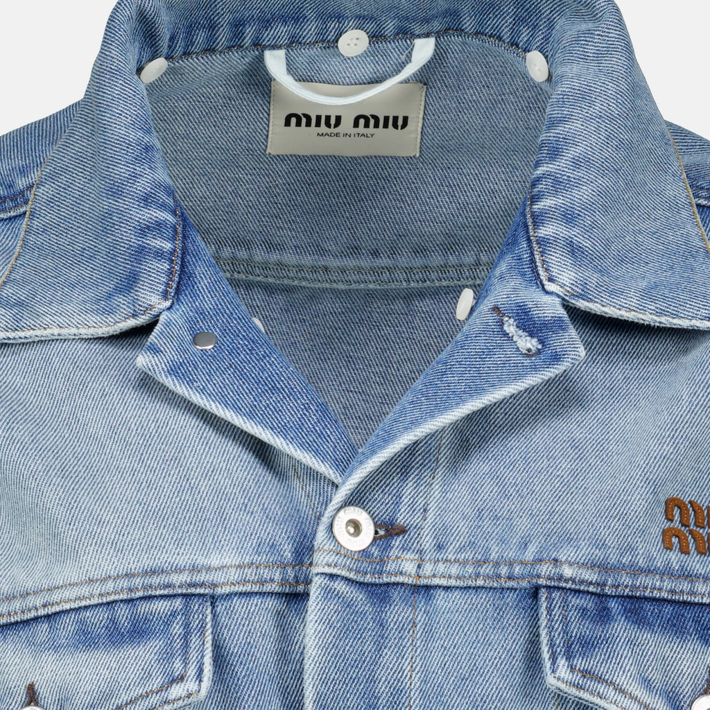 Vestes Casaco em Denim Azul e Camurça Miu Miu Bleu Femme