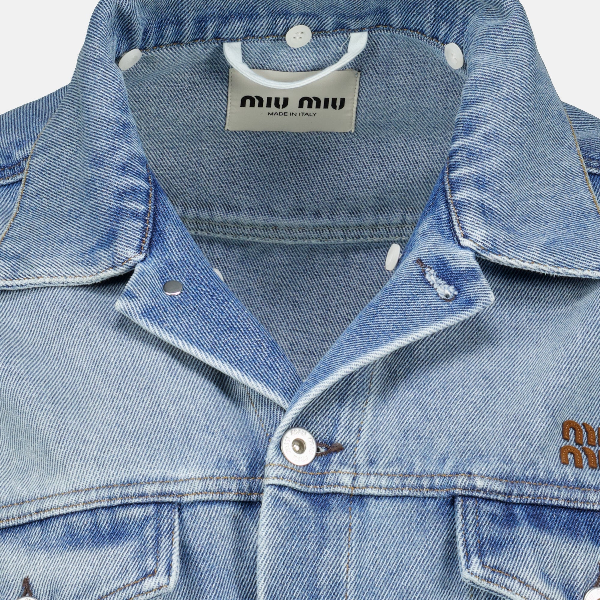 Vestes Casaco em Denim Azul e Camurça Miu Miu Bleu Femme