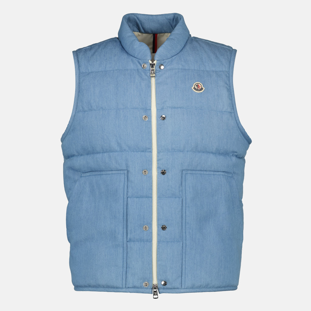 Vestes Doudoune sans manches Heceta en denim Moncler Bleu Homme