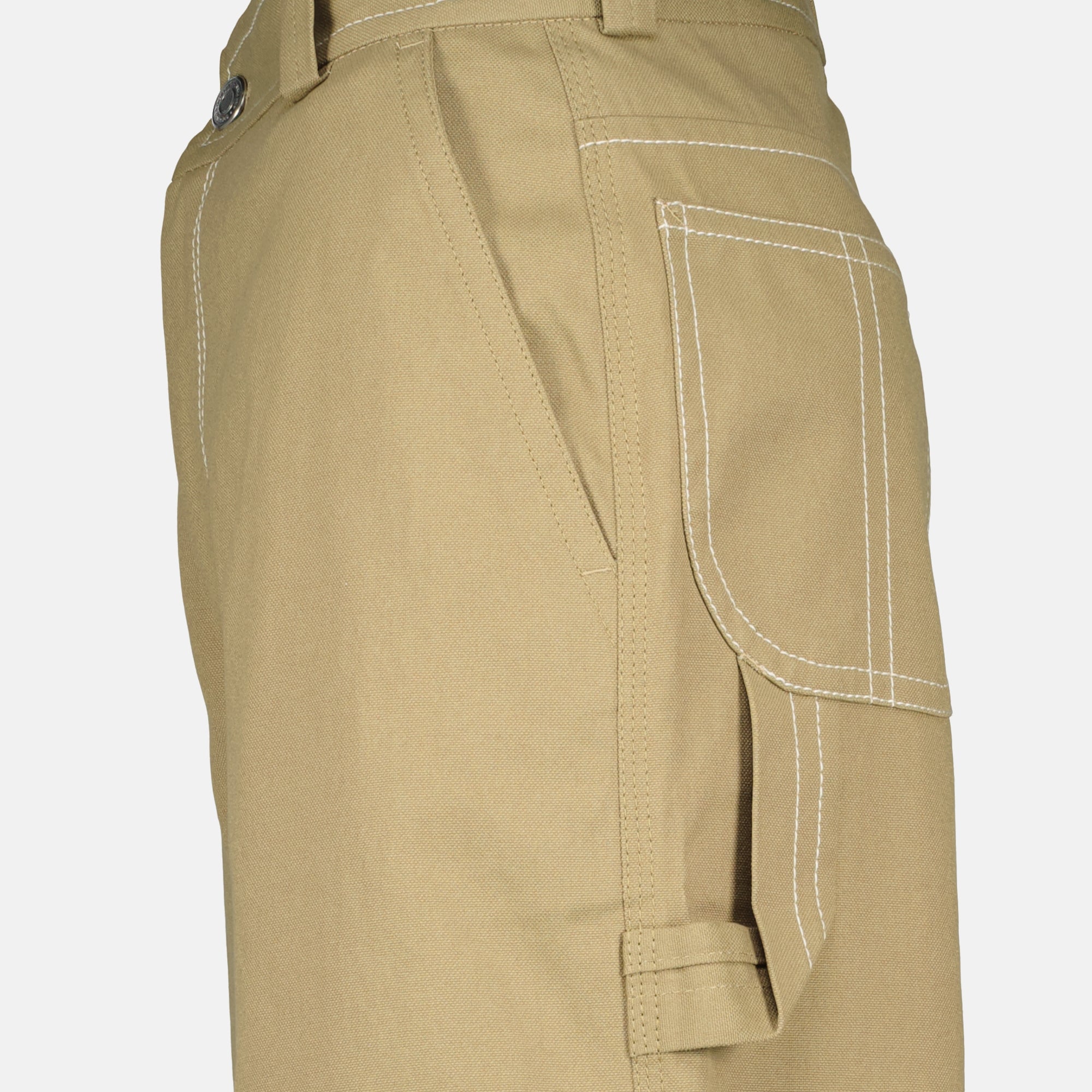 Image of the beige worker wide-leg pants from the brand Ami PARIS for Men - Spring-Summer 2026 - Detailed View_1