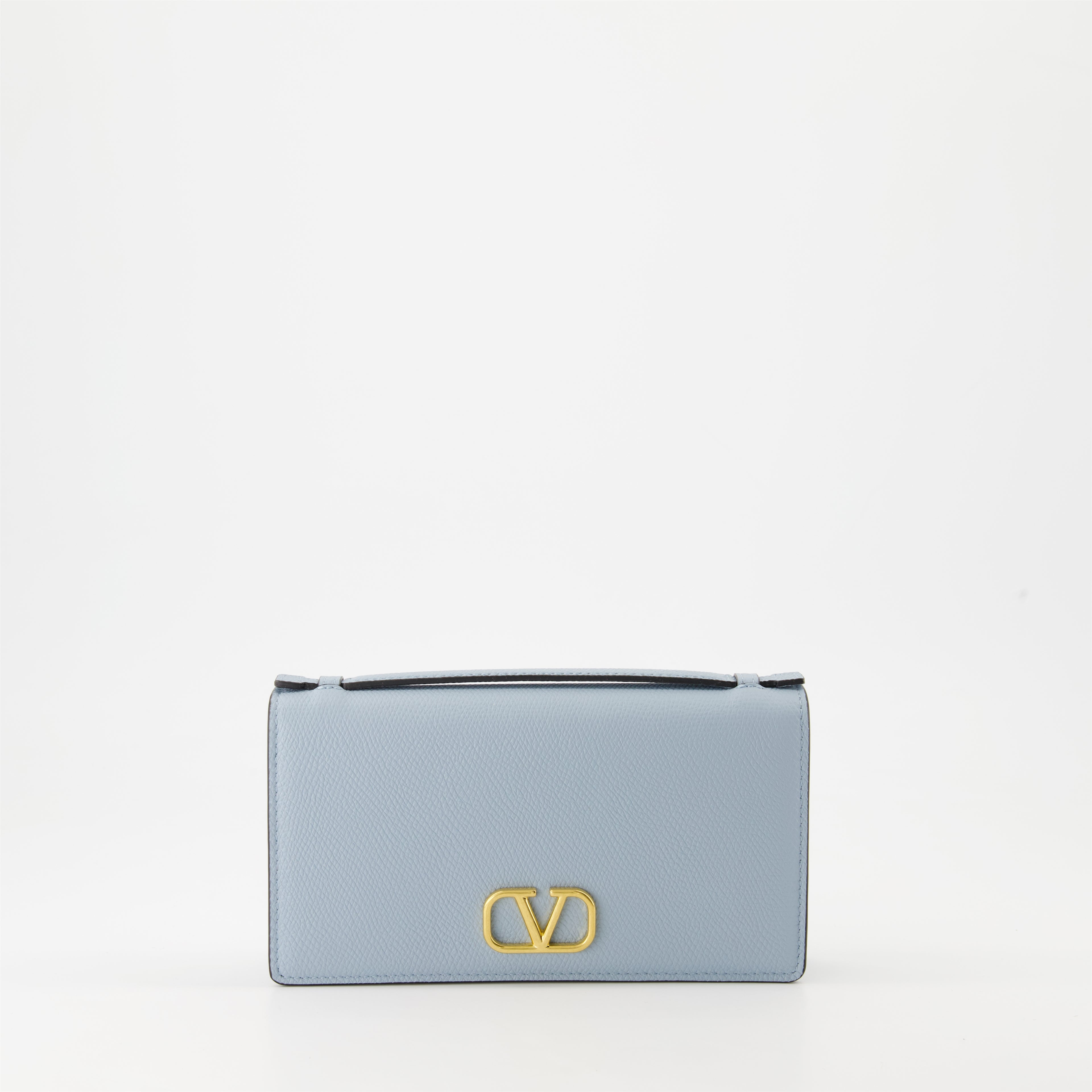 Kleine lederwaren Portefeuille VLogo à chaîne Valentino Garavani Blau Femme