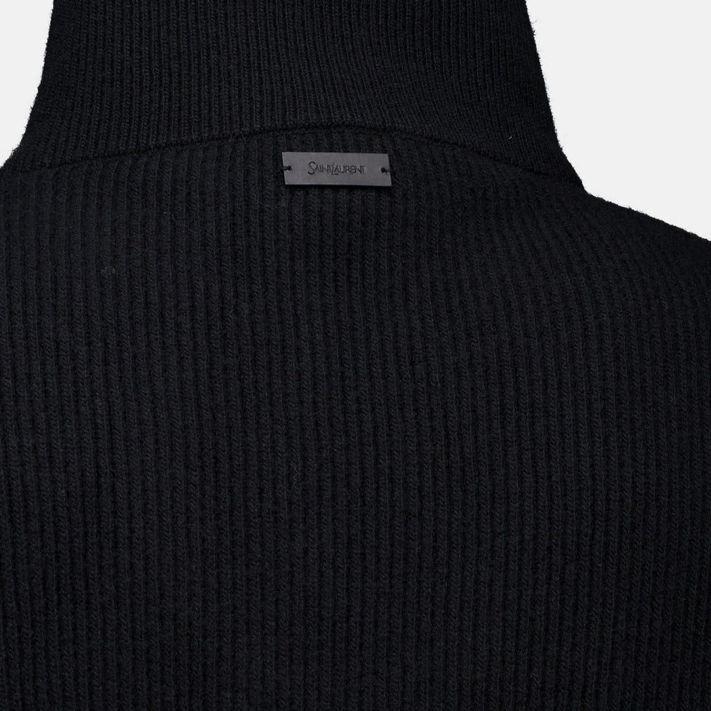 Maille Schwarzer Wollpullover mit 1/4-Reißverschluss Saint Laurent Noir Homme