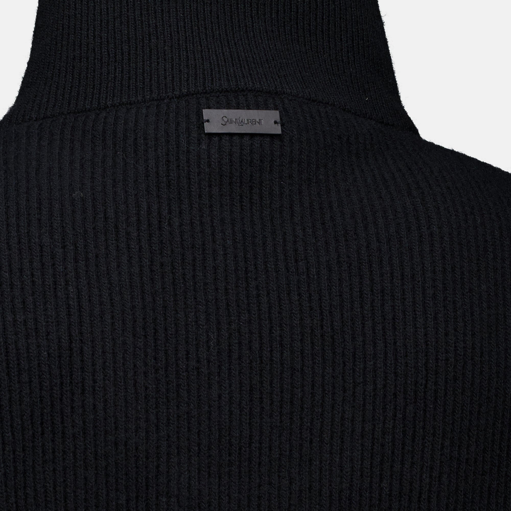 Maille Schwarzer Wollpullover mit 1/4-Reißverschluss Saint Laurent Noir Homme