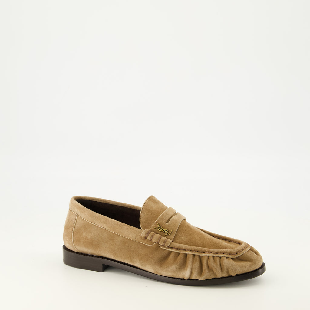 Mocassins Beige Wildleder Loafer Mokassins Saint Laurent Beige Femme