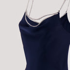 Robes Robe longue en satin Rabanne Bleu foncé Femme
