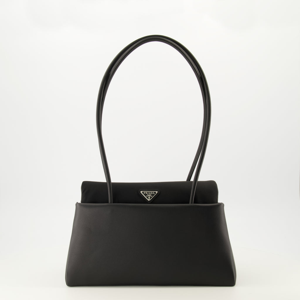 Sacs à main et épaule Mala Passage Média em Couro Preto e Re-nylon Prada Noir Femme