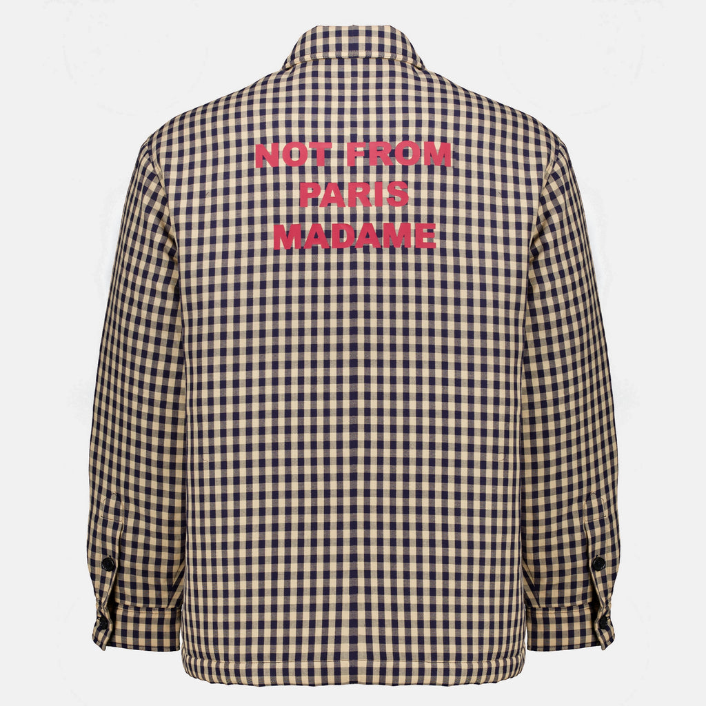 Chemises Brown Checkered Slogan Overshirt Drole De Monsieur Marron Homme