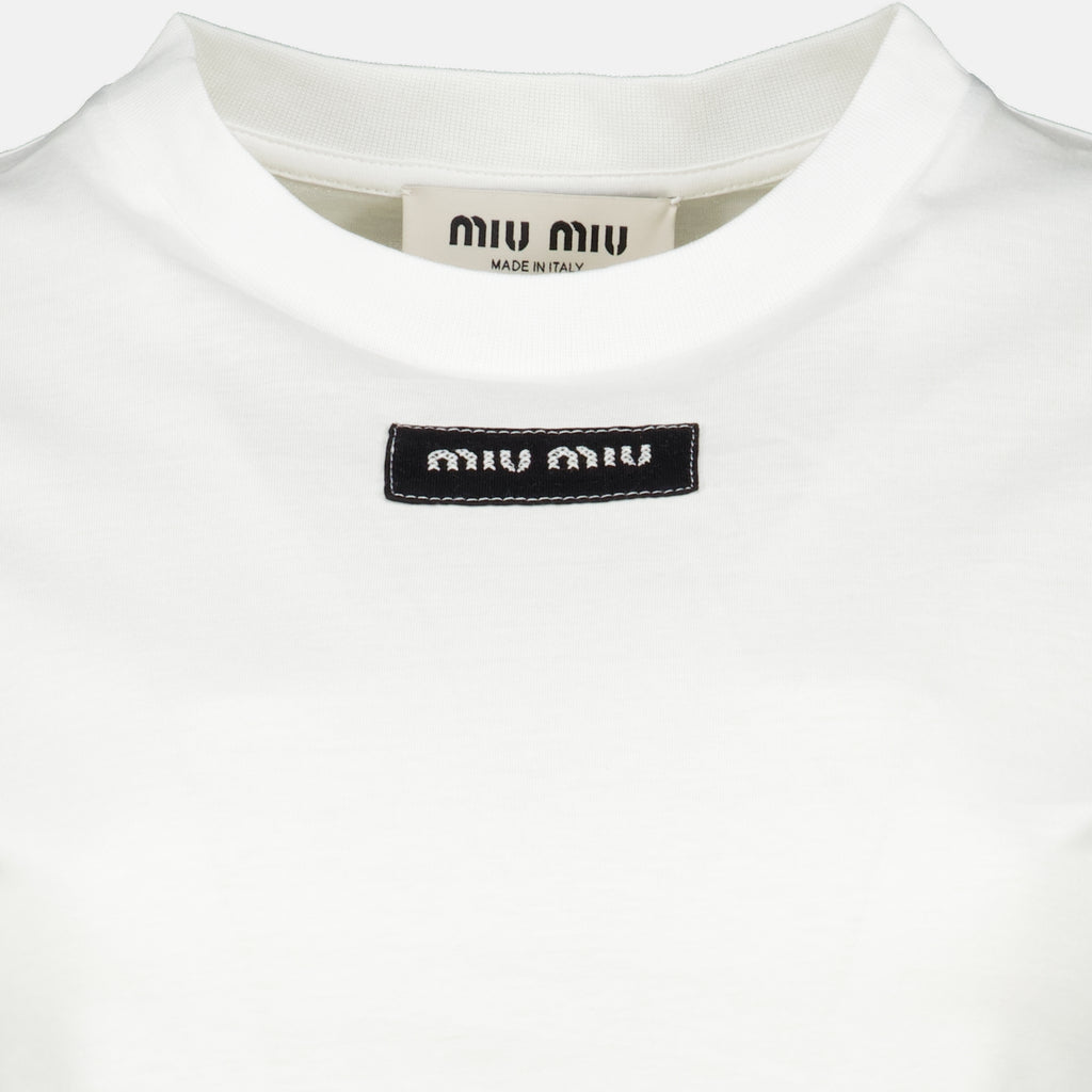 T-shirts T-Shirt Branco em Algodão Miu Miu Blanc Femme