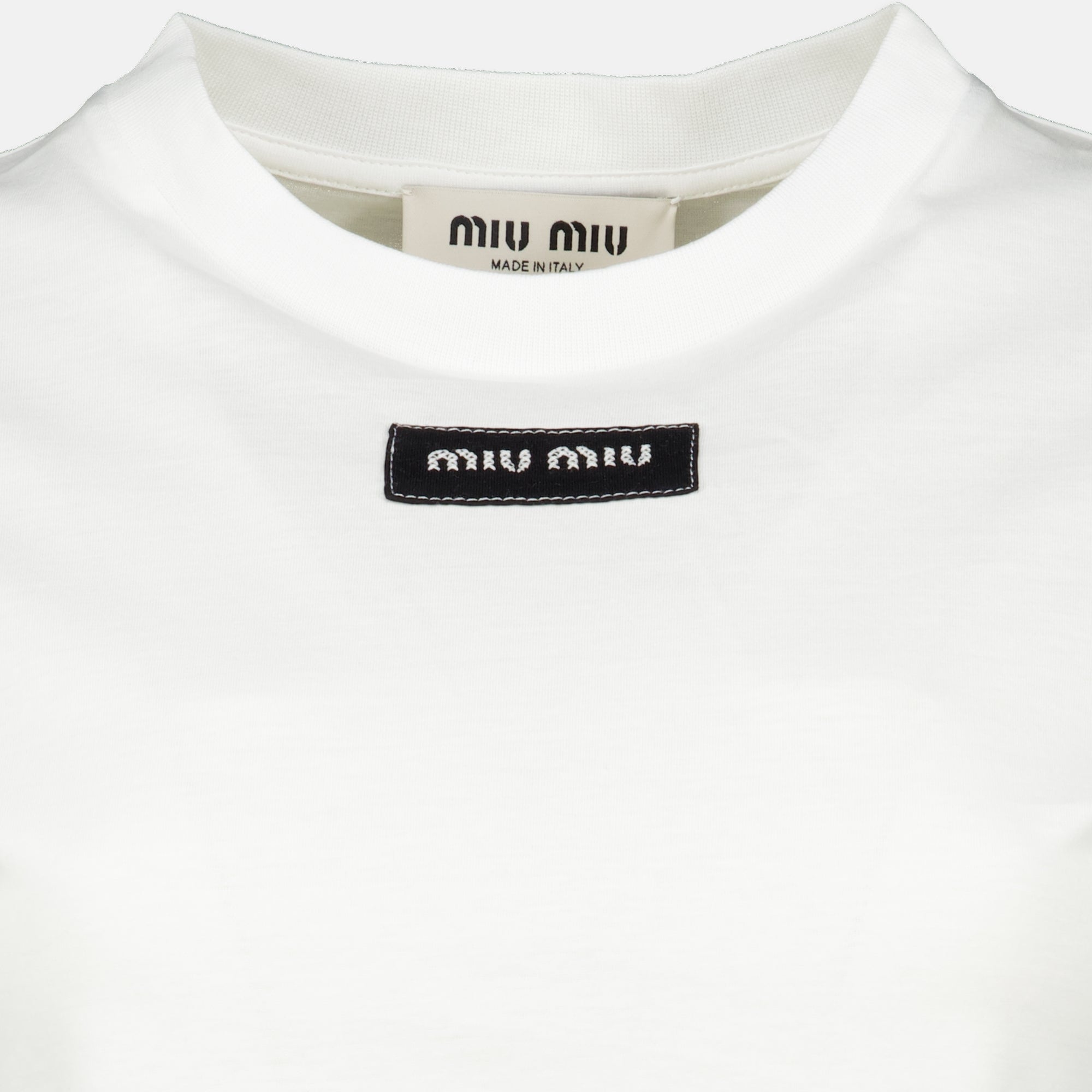 T-shirts T-Shirt Branco em Algodão Miu Miu Blanc Femme