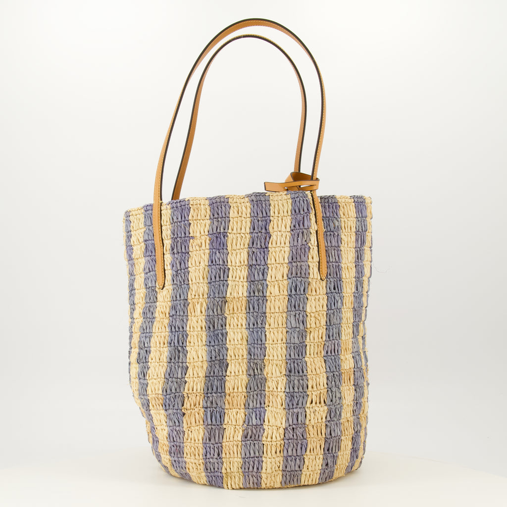 Sacs cabas 블루 스트라이프 라피아 토트 Valentino Garavani Bleu Femme