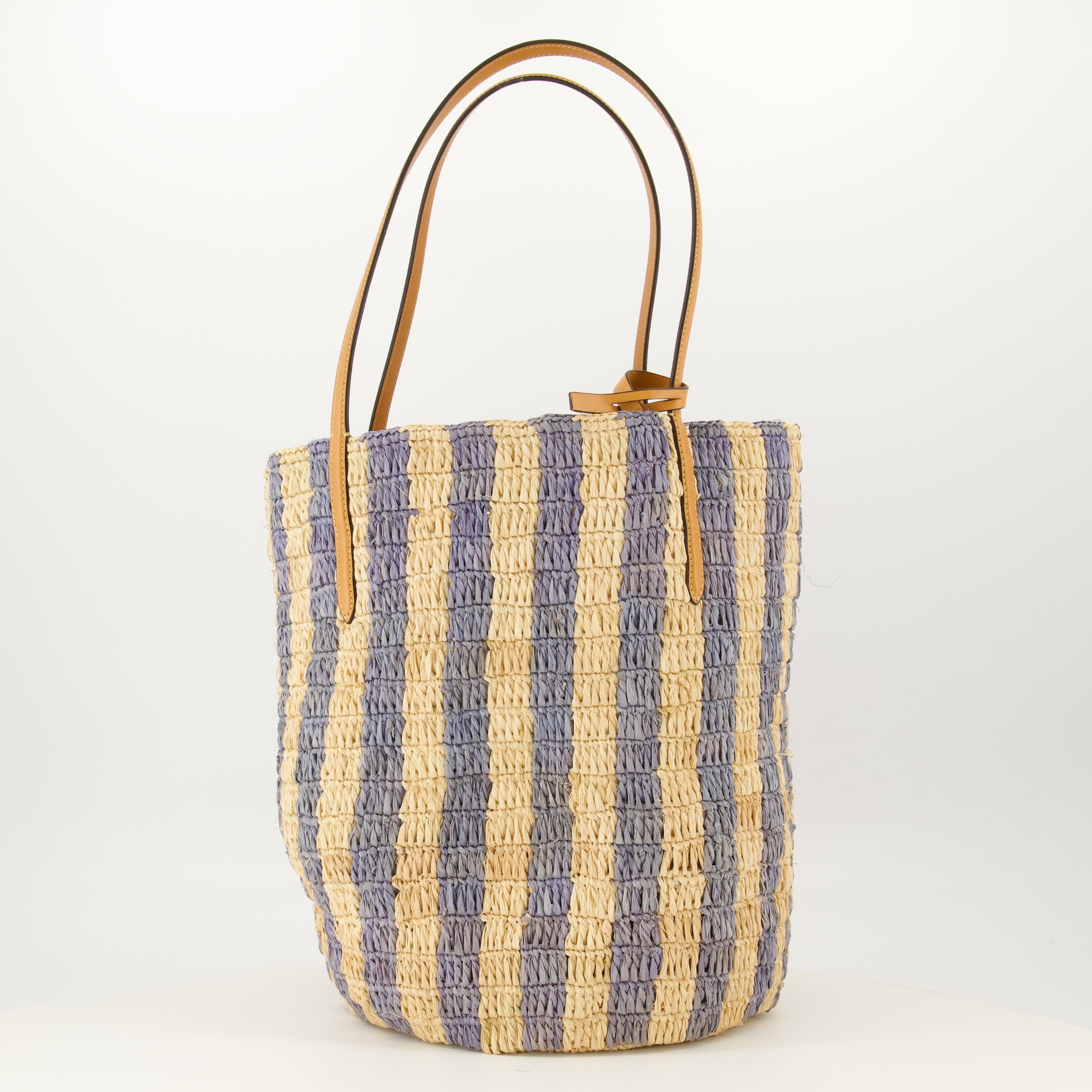 Sacs cabas 블루 스트라이프 라피아 토트 Valentino Garavani Bleu Femme