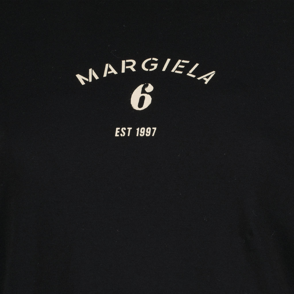 T-shirts T-shirt Signature Nera in Cotone Mm6 Noir Femme