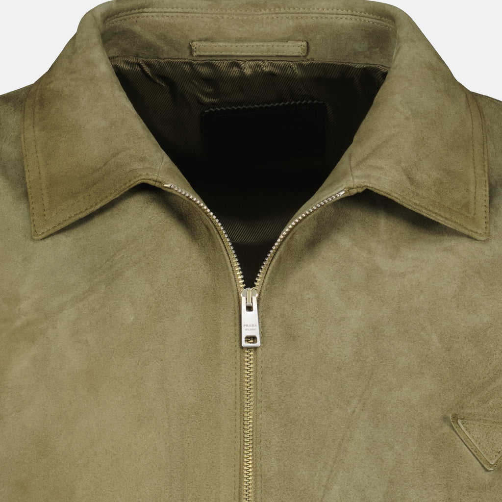 Manteaux カーキ カーフスウェードジャケット Prada Kaki Homme