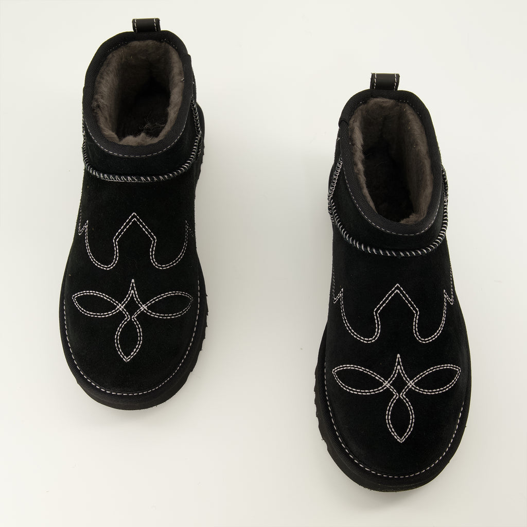 Bottines Classic Ultra Mini Western Black Boots Ugg Noir Femme