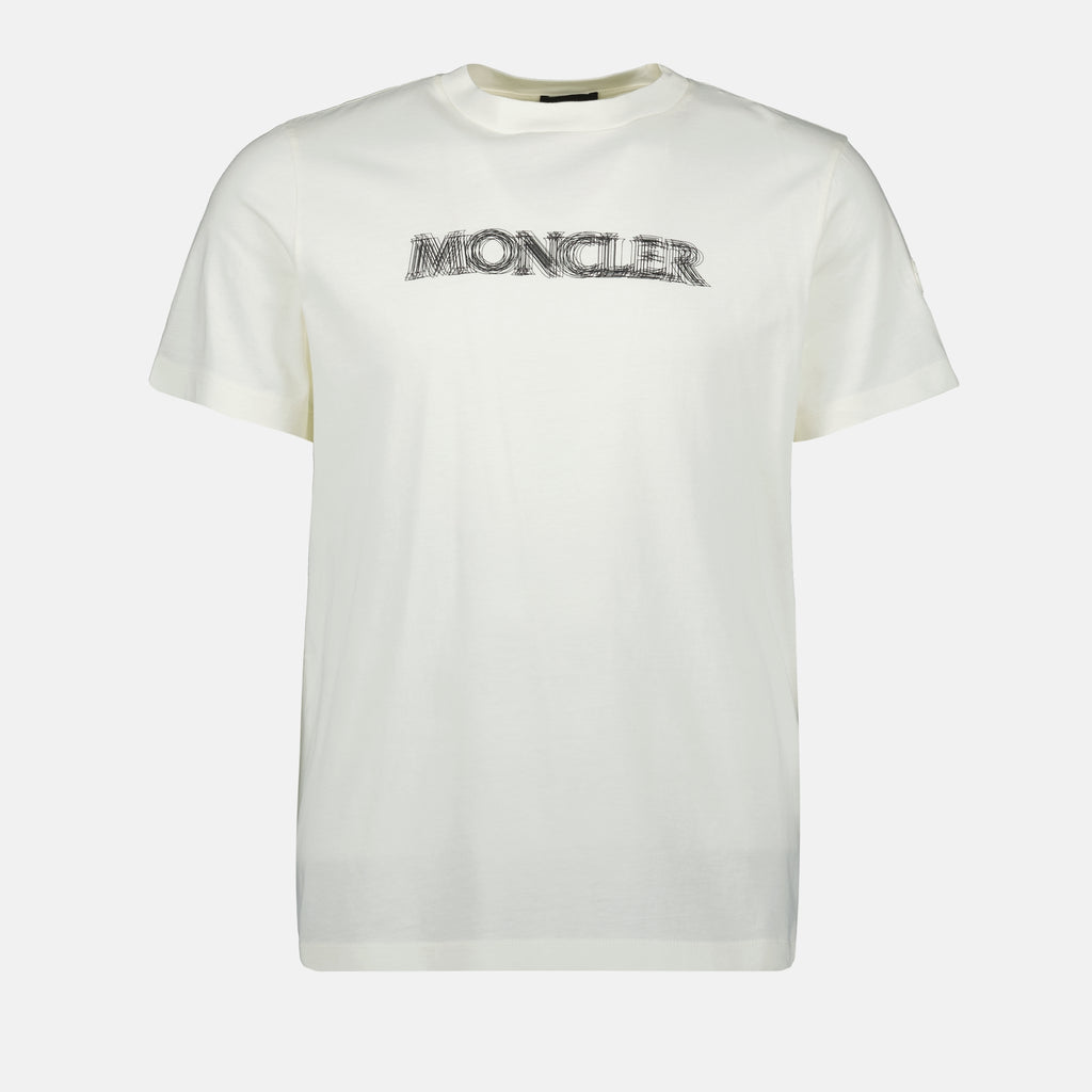 T-shirts T-shirt à logo flouté Moncler Blanc Homme